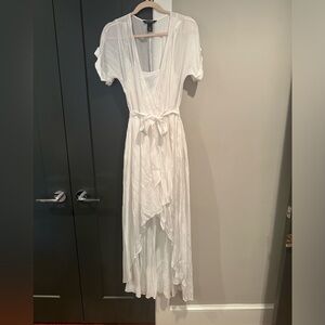 White two-piece flows dress.  WHBM